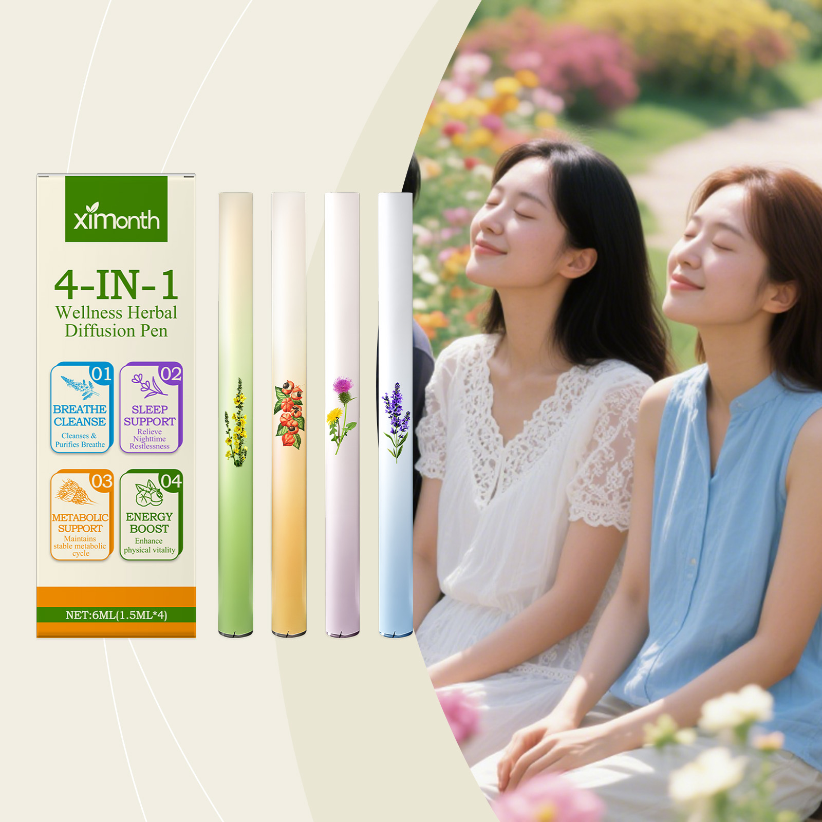 Herbal Wellness In - عصا كومبو للطاقة العشبية 4 في